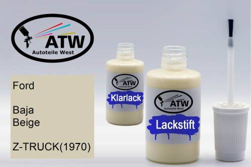 Ford, Baja Beige, Z-TRUCK(1970): 20ml Lackstift + 20ml Klarlack - Set, von ATW Autoteile West.